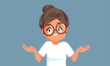 Cahilce Omuz Silkme Ne Yapacağını Bilmeyen Vektör Karakteri