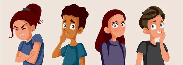 Adolescent Jongens Meisjes Lijden Aan Stress Angst Vector Illustratie — Stockvector