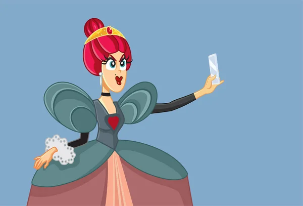 Vain Evil Fairytale Koningin Neemt Een Selfie Grappige Vector Cartoon — Stockvector