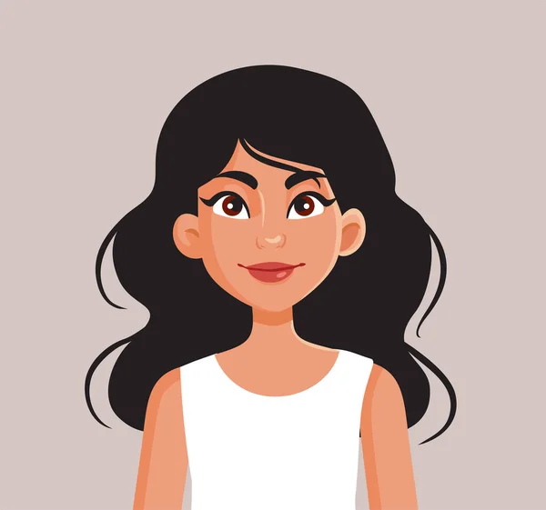 Porträt Einer Frau Hispanischer Ethnizität Mit Einem Lächelnden Vektor Cartoon — Stockvektor