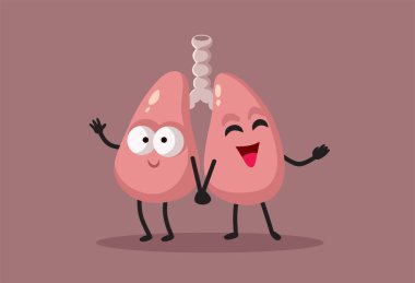 Sağlıklı Çizgi Film Ciğerleri Maskot Tasarımı Vektör Biçiminde