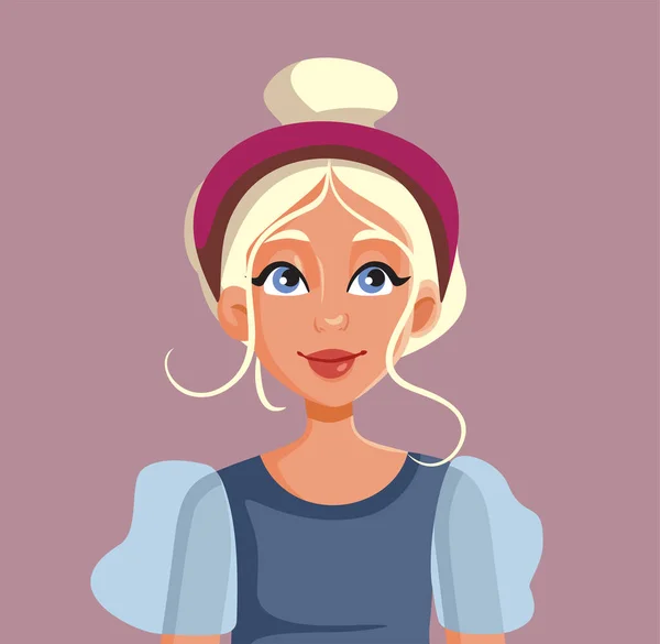 Ziemlich Modische Blonde Frau Vector Cartoon Portrait Illustration — Stockvektor