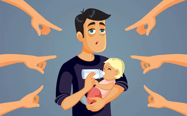 Persone Colpa Vergogna Singolo Papà Vettoriale Illustrazione Del Fumetto — Vettoriale Stock