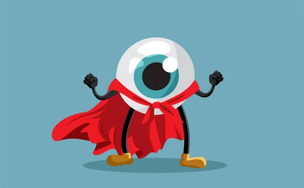 Super Herói Olho Bola Vetor Desenho Animado Mascote Ilustração —  Vetores de Stock