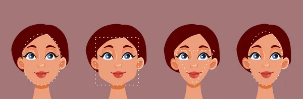 Women Different Face Shapes Vector Beauty Concept Illustration — Stock Vector