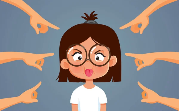 Family Scolding Naughty Little Girl Vector Cartoon Illustration - Stok Vektor