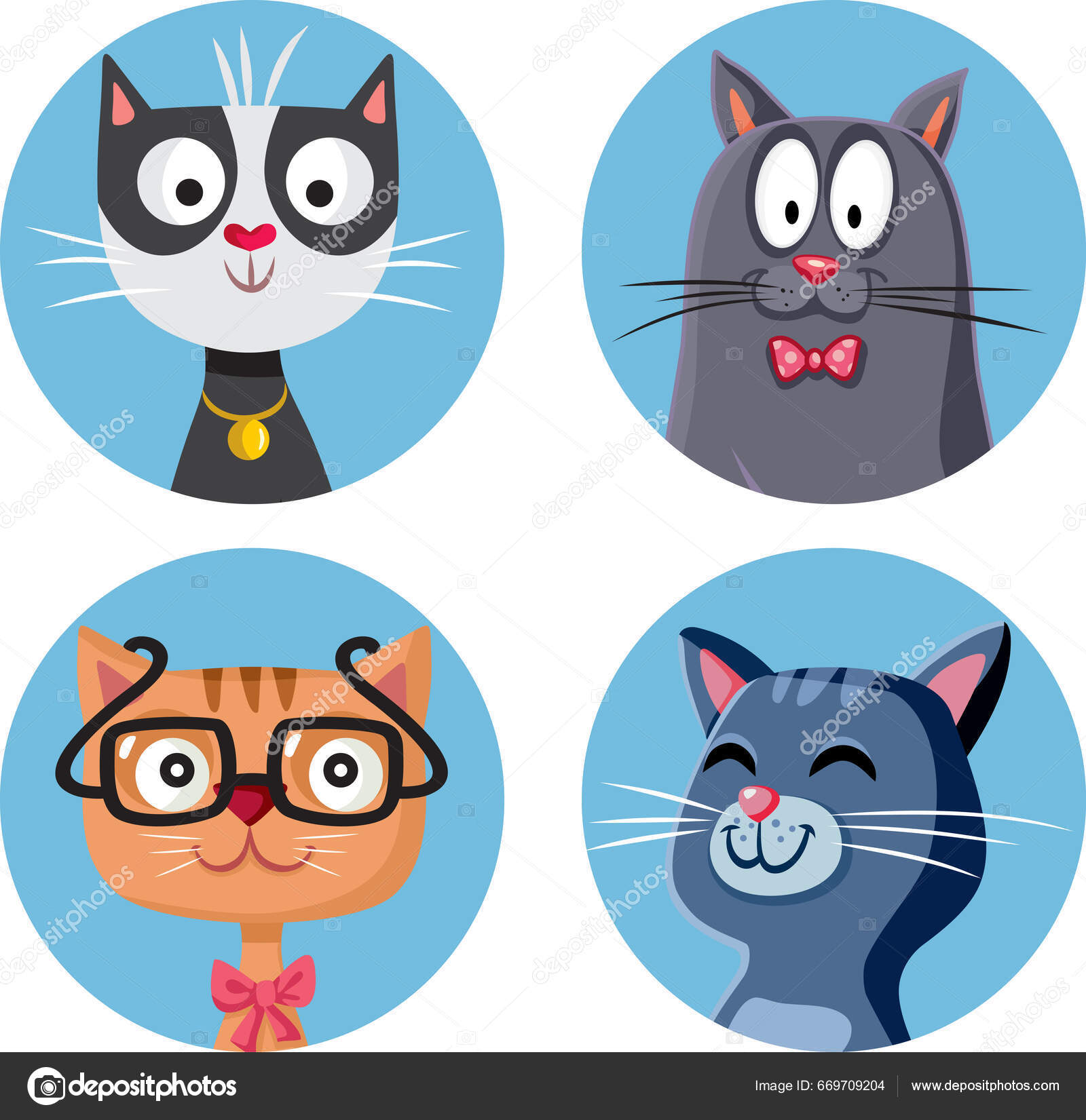 Conjunto Gatos Desenhos Animados Engraçados Pet Mascote Design Personagens  imagem vetorial de nicoletaionescu© 669709204
