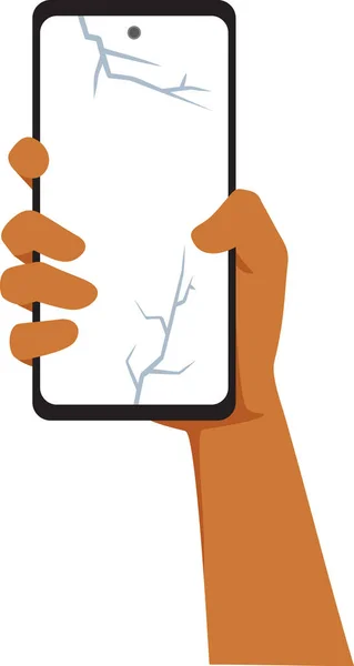 Mão Segurando Uma Tela Quebrada Smartphone Vector Cartoon Ilustração — Vetor de Stock