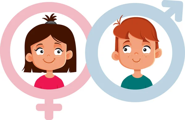 Boy Girl Gender Symbols Vector Cartoon Illustration — Stock Vector