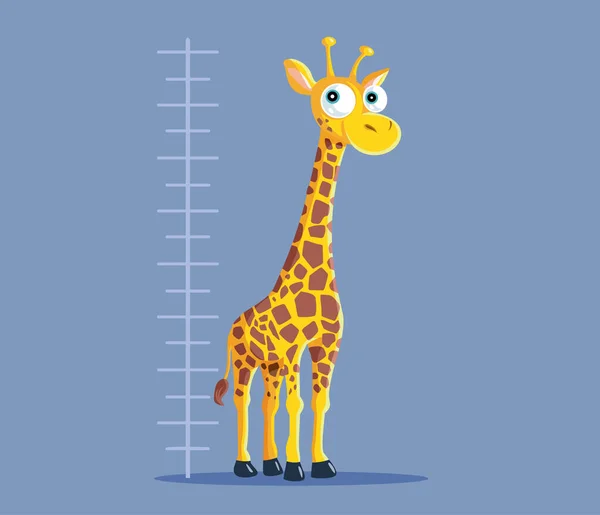 Grappig Cartoon Giraffe Meten Van Haar Lengte Met Een Grafiek — Stockvector
