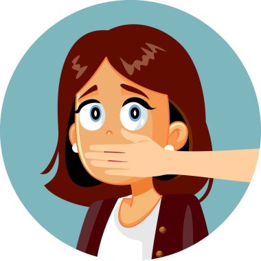 Bir Kadın Kurban 'ın Ağzı Vektör İllüstrasyonu