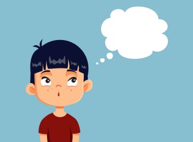 Puzzled Boy Thinking Feeling Sad Vector Cartoon Illustration clipart