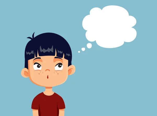 Puzzled Boy Pensando Sentindo Triste Vetor Cartoon Ilustração —  Vetores de Stock