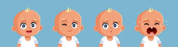 Bebê Fazendo Diferentes Expressões Gama Emoções Vector Cartoon — Vetor de Stock