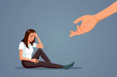 Endişeli Genç Kadın Vektör Kavramsal İllüstrasyonuna Yardım Ediyor