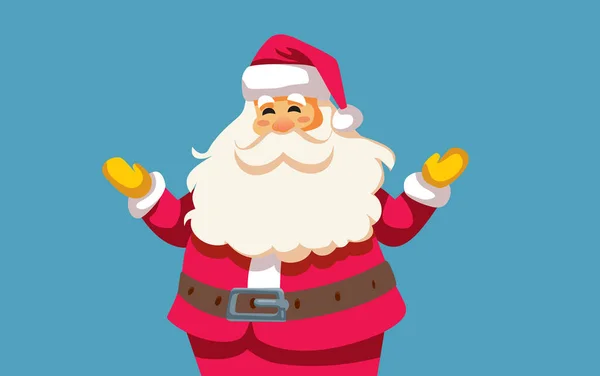 Happy Santa Claus Welcoming Winter Holidays Vector Cartoon Illustration — Stock Vector