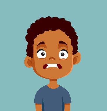 Stresli Küçük Çocuk Endişeli Vektör Karakteri