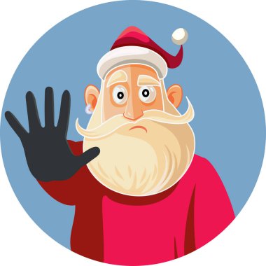 Komik Noel Baba Durdurucu Vektör Çizgi Filmi Karakteri