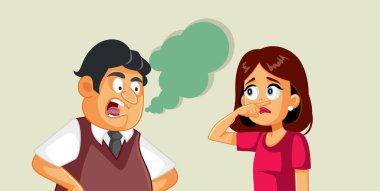 Erkek Halitosis 'ten muzdarip Kadın Vektör İllüzyonu İtici Oluyor