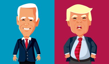  New York, ABD, 10 Kasım 2023, Donald Trump, Joe Biden Vektör 'e karşı bir sonraki seçimler için başkan adayları çizimi 