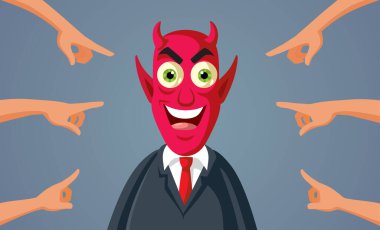 People Blaming the Devil for Everything Vector Conceptual Illustration clipart