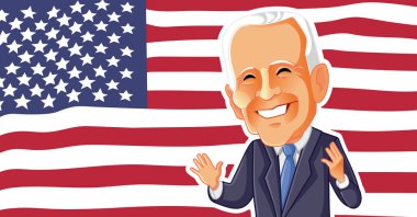 9 Aralık 2023, New York, Joe Biden Vektör Karikatürü. Birleşik Devletler başkanının karikatür portresi. 