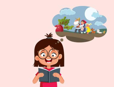Edebiyat Öğrencisi Hikaye Kitabı Vektörü Çizgi Filmi İllüstrasyonu Tutuyor