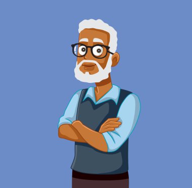 Afrika Etkinliğinin Vektör Kıdemli Adamı Karşılıklı Gülümsüyor