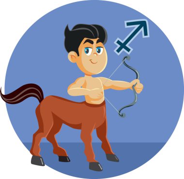 Vektör Çizgi Filmi Yay Burcu İmza Komik Çizimler