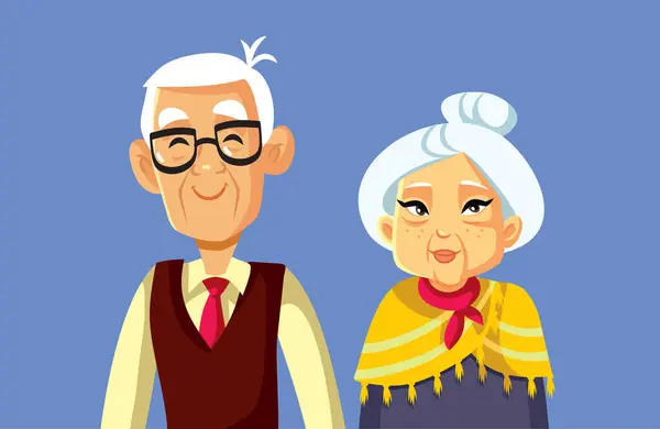 Couple Grandparents Korean Ethnicity Vector Cartoon Design — Stock Vector