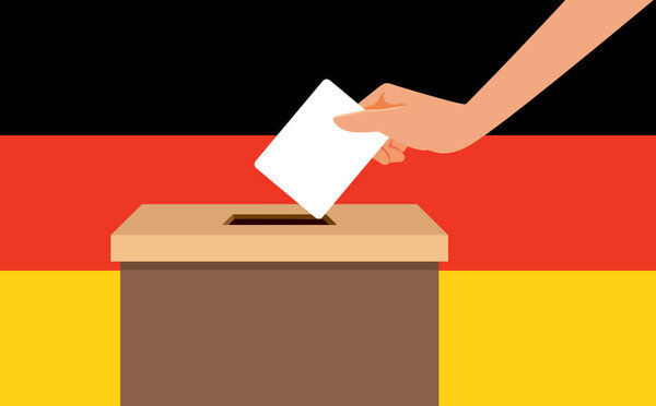 Political Elections in Germany and People Voting Vector Concept Illustration