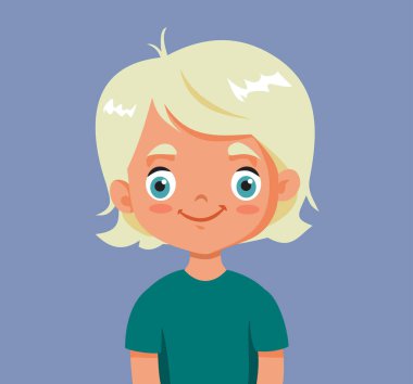 Mutlu Masum Küçük Çocuğun Portresi Gülümseyen Vektör Karakteri