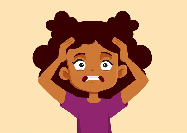 Sick Little Girl Feeling Exasperated Vector Cartoon Illustration — Stock Vector