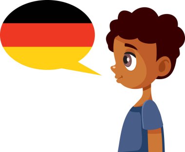 Almanca Konuşan Bir Öğrencinin Profili Vektör Çizgi Film Çizimi