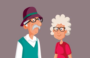 Büyükanne ve Büyükbaba Vektör Çizgi Film Karakter Tasarımı