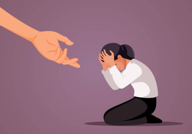 Mutsuz Depresyonlu Kadın Rahatlatıcı Vektör İllüzyonuna İhtiyacı Var