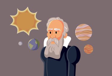 Galileo Galilei 'nin Karikatür Biçiminde Vektör Portresi