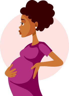 Beklenen Kadın Bebek Tekmesi Hissediyor Vektör Çizgi Film İllüstrasyonu