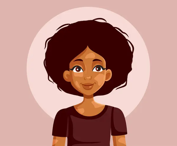 Schöne Afrikanische Mädchen Mit Vitiligo Vector Portrait Illustration — Stockvektor