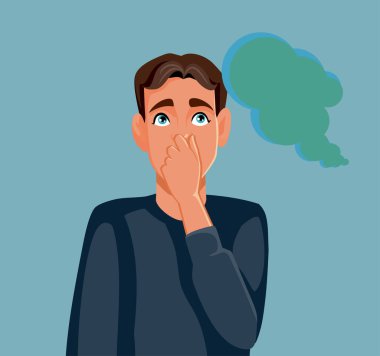 Man Covering His Nose Smelling Something Pungent Vector Cartoon illustration clipart