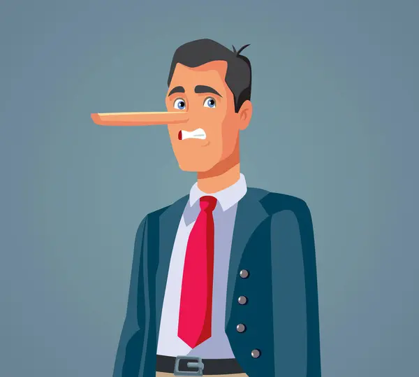 Liar Businessman Being Dishonest Vector Cartoon Character — стоковый вектор