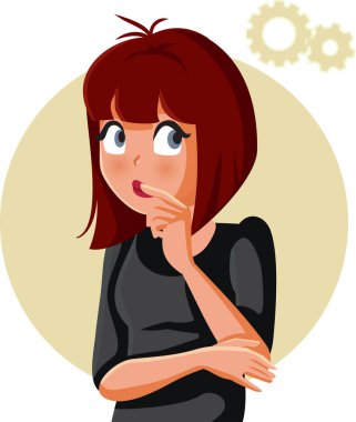 Young Woman Thinking Planning Vector Cartoon clipart