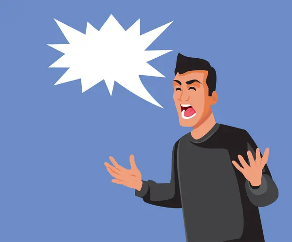 Angry Man Yelling Loud Vector Cartoon Character Illustration - Stok Vektor