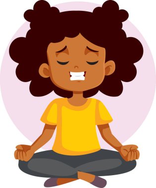 Sakin Küçük Çocuk Yoga Nilüfer Poz Vektörü Çizgifilminde Oturuyor 