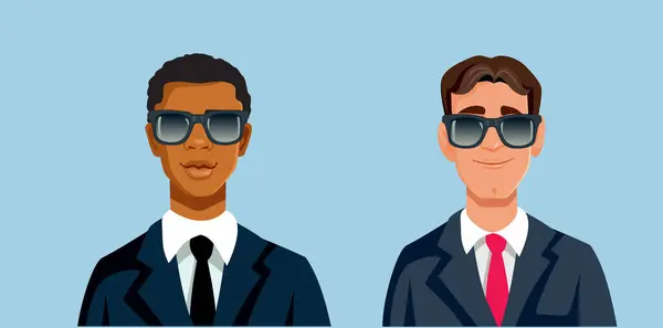 Man Secret Service Wearing Sunglasses Vector Cartoon Illustration — Stock Vector