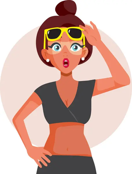Girl Suffering Sunburn Wearing Sunglasses Vector Cartoon — Stock Vector