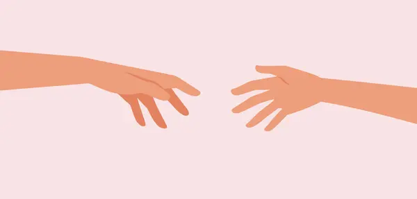 Hands Reaching Each Other Solidarity Vector Cartoon Illustration — Stock Vector