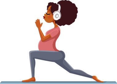 Genç Kadın Egzersiz Listesi Müzik Vektörü Çizgi Film İllüstrasyonu