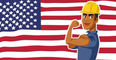 Erkek İşçi Bayramı Vektör İllüstrasyonunu Kutluyor