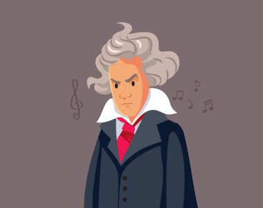 Ludwig van Beethoven Vektör Çizgi Film Çizimi
